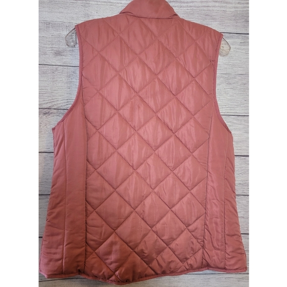 Kensie Jeans Women’s Down Quilted Puffer Vest Size L Pink Floral Reversible Zip - Picture 4 of 7